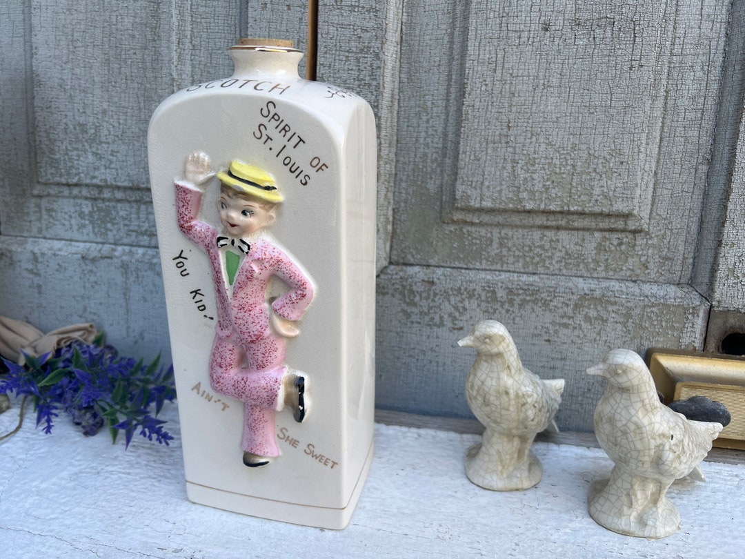 Vintage White Ceramic Liquor Decanter Spirit of St. Louis Etsy
