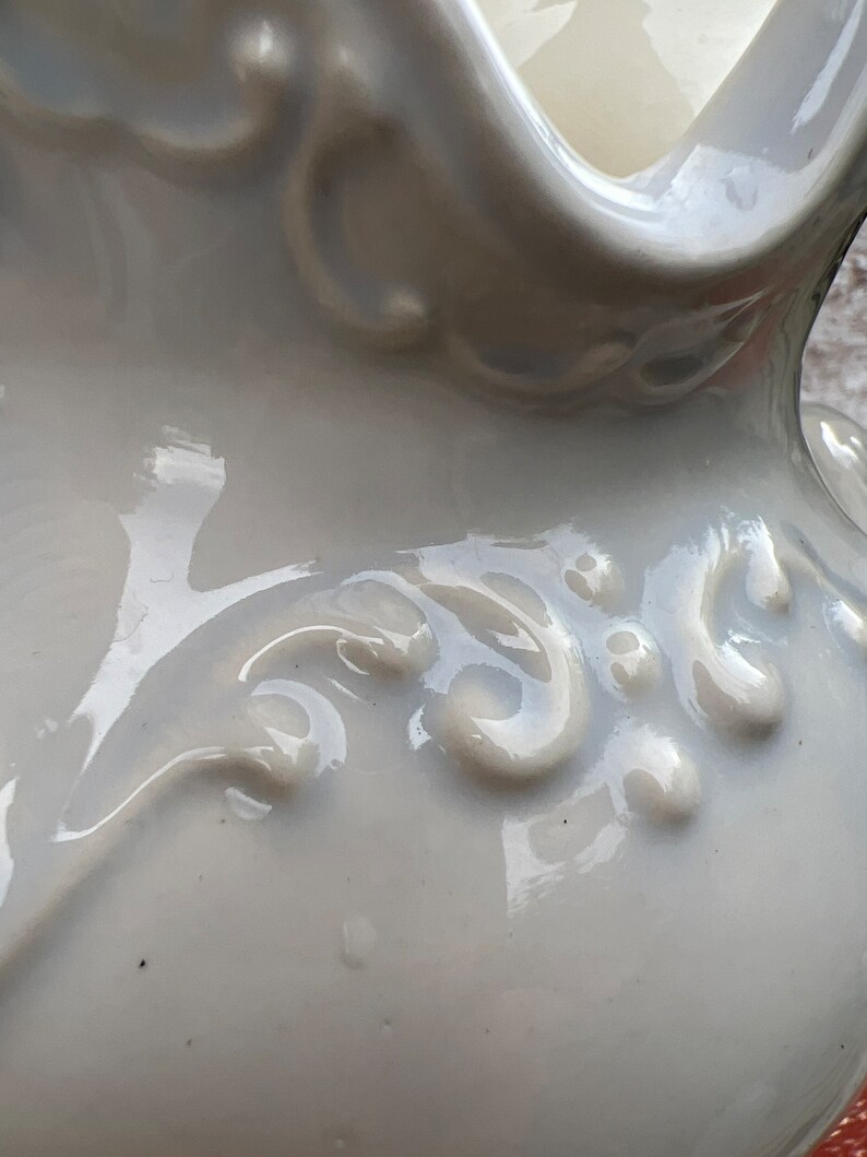 Ceramic Chamber Pot and Wash Basin Large White Pitcher Blue Etsy