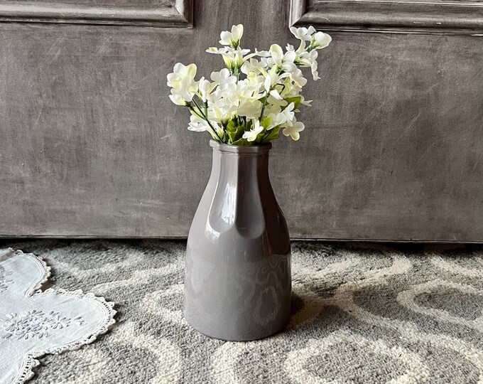 Gray Glass Vase, Farmhouse Decor, Gift Idea Etsy