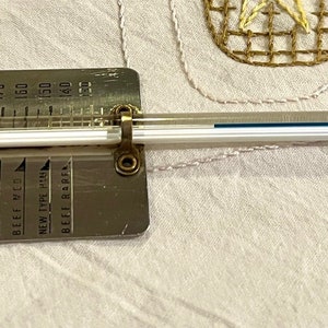 VINTAGE MEAT THERMOMETER, Glass Baking Thermometer, Blue Vintage Gadget, Candy Thermometer
