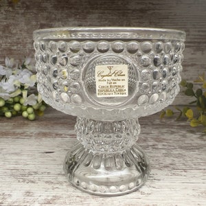 VINTAGE BUBBLE GLASS Compote, Czech Republic Vintage Glass Collectible, Clear Glass Candy Dish, Pedestal Dish, Clear Glass Compote