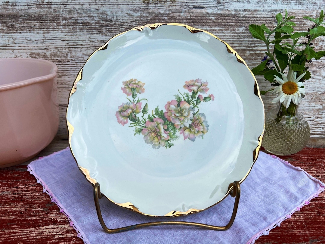 希少 金彩 プレート 手描き ピカード装飾 ドレスデンブーケ アンティーク 希少 金彩 プレート 手描き ピカード装飾 ドレスデンブーケ