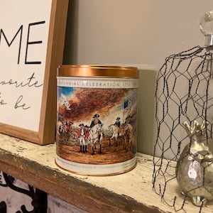 Vintage Bicentennial Celebration Tin, Limited Edition Patriotic Tin,  Trumbull Painting, Surrender of Cornwallis at Yorktown,  1776 to 1976