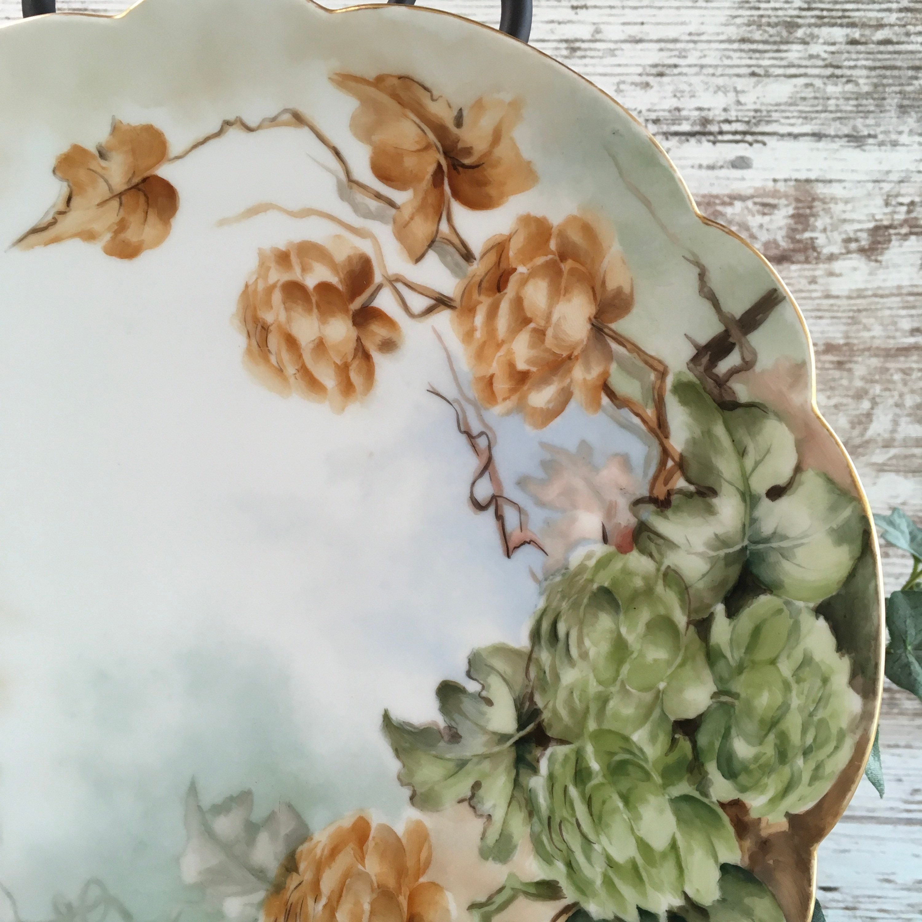 RARE ANTIQUE PLATE Limoges Plate Jadeite Green Brown Ivy Etsy