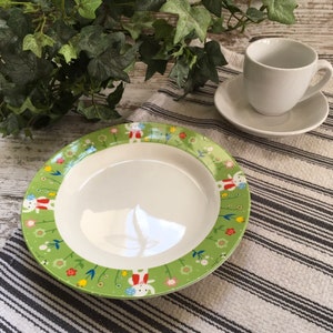 Vintage Grüne Elefanten Teller, Kinderteller, Grüne Elefanten Teller, Babypartygeschenk, 2er-Set, Als Paar verkauft