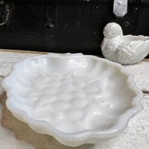 RARE VINTAGE White Milk Glass Dish, Trinket Dish, Candy Dish, Victorian Decor, RARE Milk Glass,