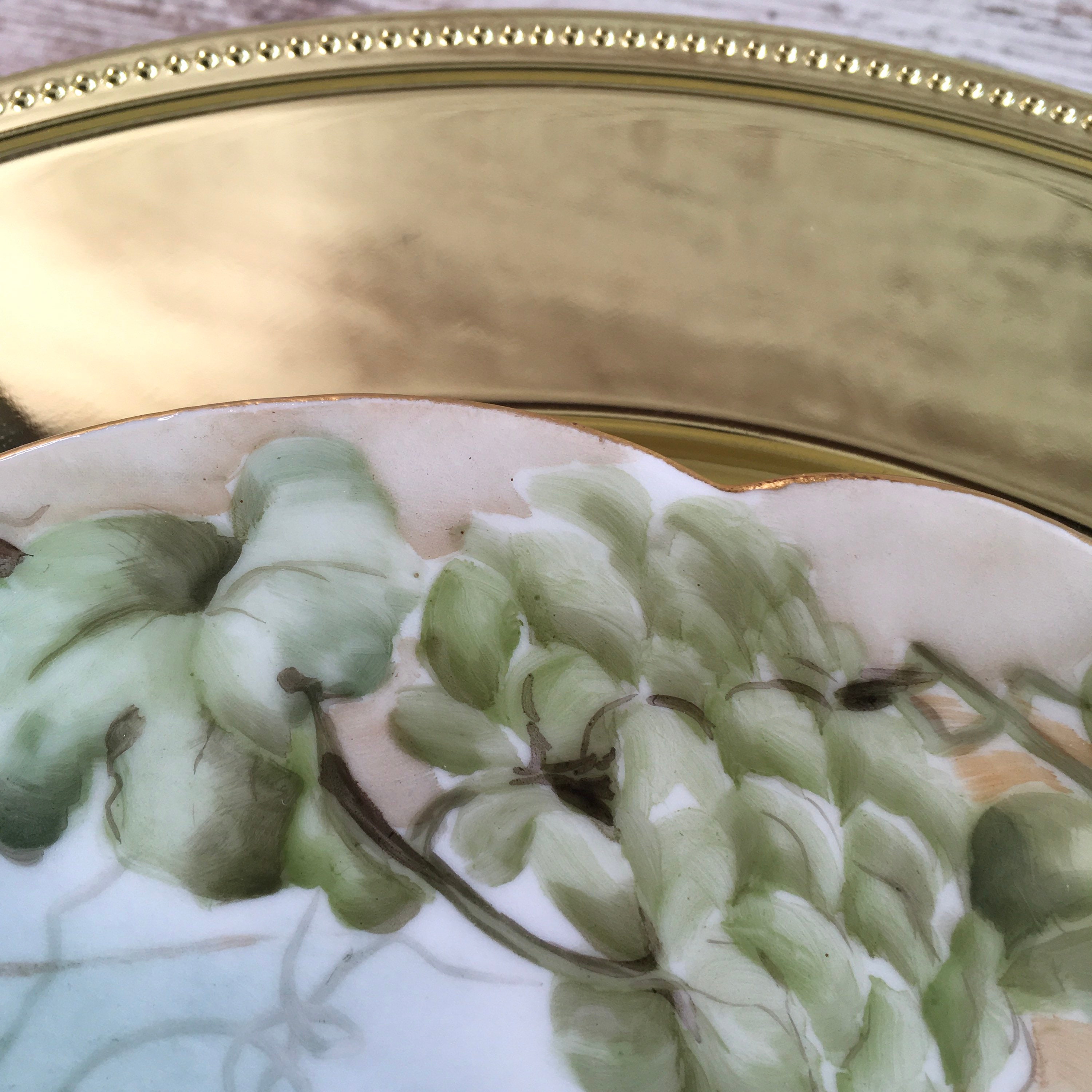 RARE ANTIQUE PLATE Limoges Plate Jadeite Green Brown Ivy Etsy
