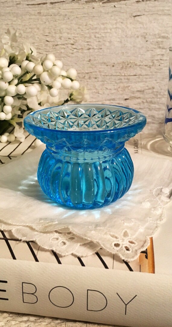 Blue glass tea light holders deals