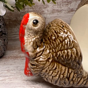 Vintage Turkey, Ceramic Napkin Holder, Hand Painted Thanksgiving Decor, Centerpiece, 1970s, Thanksgiving Ceramic, Vintage Kitchen