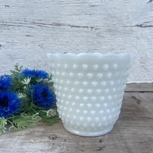 VINTAGE White Milk Glass Bowl, Milk Glass Scallop Edge, White Low Bowl, Milk Glass Planter, White Diamond Point Vase,