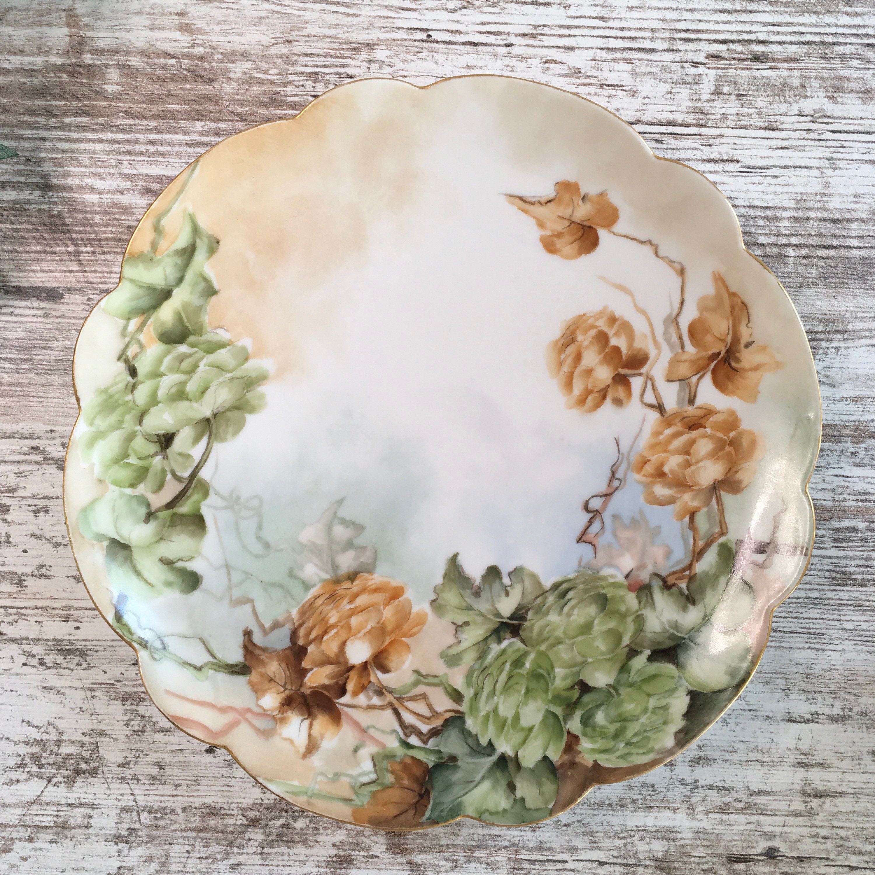 RARE ANTIQUE PLATE Limoges Plate Jadeite Green Brown Ivy Etsy