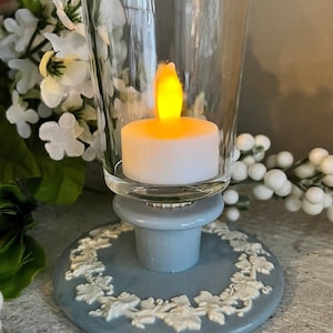 VINTAGE Wedgewood Candlestick Holder, Vintage Porcelain Blue Candlestick Holder