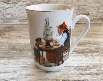VINTAGE Coffee Cup,Norman Rockwell Tea Mug, For A Good Boy Painting, Vintage Art Collectible