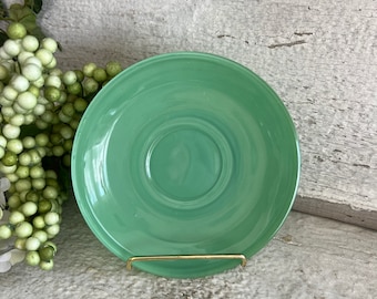VINTAGE Green Glass Saucer, Green Flash Glass