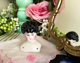 Antique Porcelain Doll Bust, White Doll Head Tea Cozy, Pin Cushion, Hand Painted, Tea Cosy