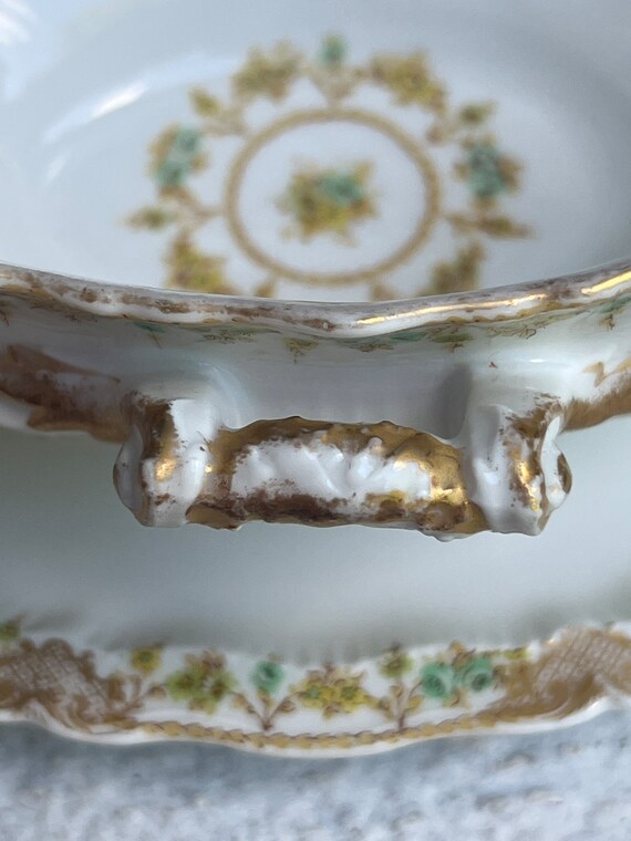 Antique Theodore Haviland Limoges Gravy Boat, White Floral Saucier