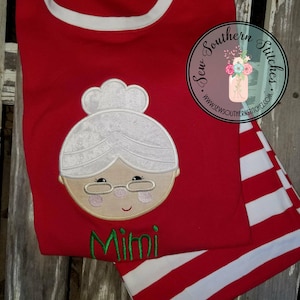 Mrs Claus Head Applique Design ~ Santa&#39;s Wife ~ Christmas Applique ~ Instant Download