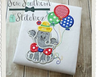 Birthday Elephant Applique Design ~ Circus Elephant Applique Design ~ Instant Download