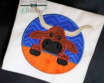 Longhorn Circle Applique ~ Longhorn Mascot ~ Instant Download