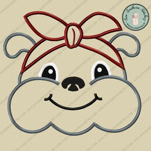 Headband Bulldog Applique Design ~ Satin Stitch Finish ~ Instant Download