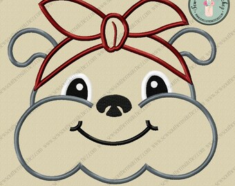 Headband Bulldog Applique Design ~ Satin Stitch Finish ~ Instant Download
