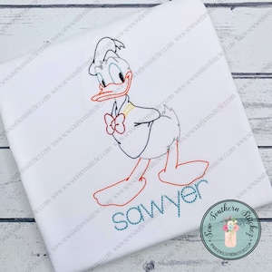 Sketch Stitched Boy Duck ~ Vintage Stitched ~ Bean Stitched ~ Heirloom Stitched Design ~ Instant Download