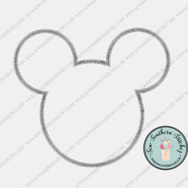 Zig Zag Mouse Head Applique ~ Simple Mouse Head ~ Instant Download