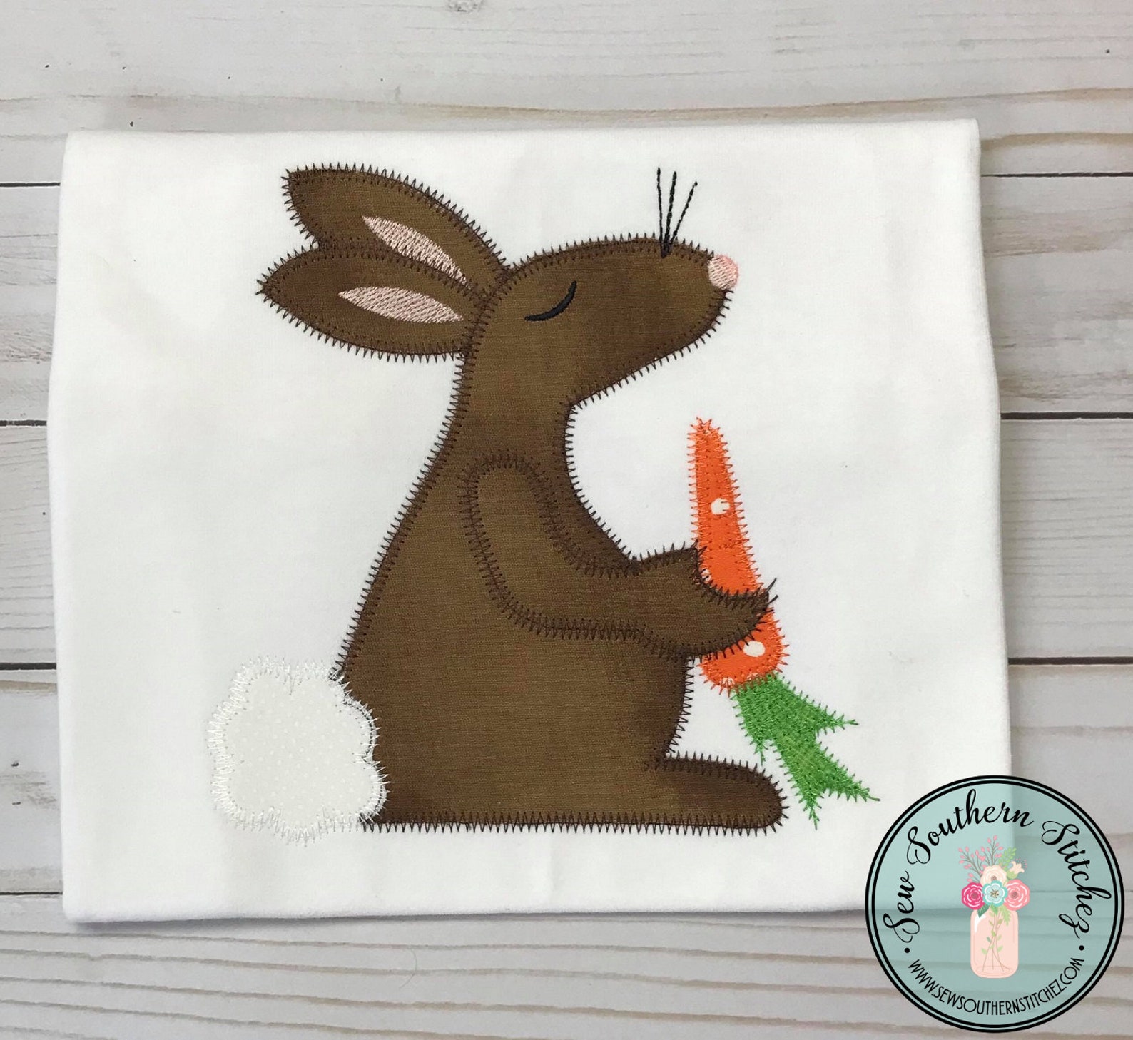 Zig Zag Jack Rabbit Applique Design Rabbit With Carrot Etsy