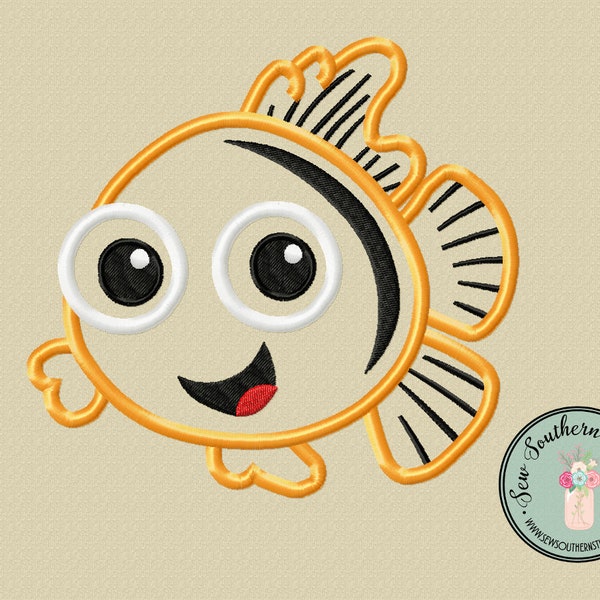 Orange Fish Applique ~ Great for Under the Sea Birthday ~ Instant Download