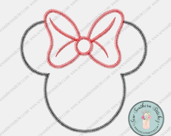 Zig Zag Miss Mouse Head Applique Design ~ Instant Download