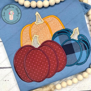 Satin Stitched Pumpkin Trio Applique Design ~ Fall Pumpkins ~ Instant Download