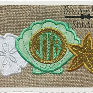 Shell Starfish Sand Dollar trio ~ Monogram Applique Design ~ Summer Made for Monogram Applique Design ~ Instant Download