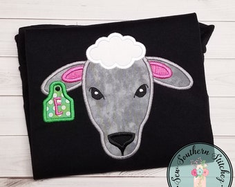 Ear Tag Sheep Applique Design ~ Sheep with Satin Stitch Finish ~ Instant Download