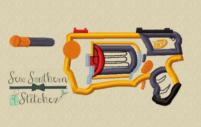 Nerf Gun Applique Design Foam Bullets included Instant Etsy