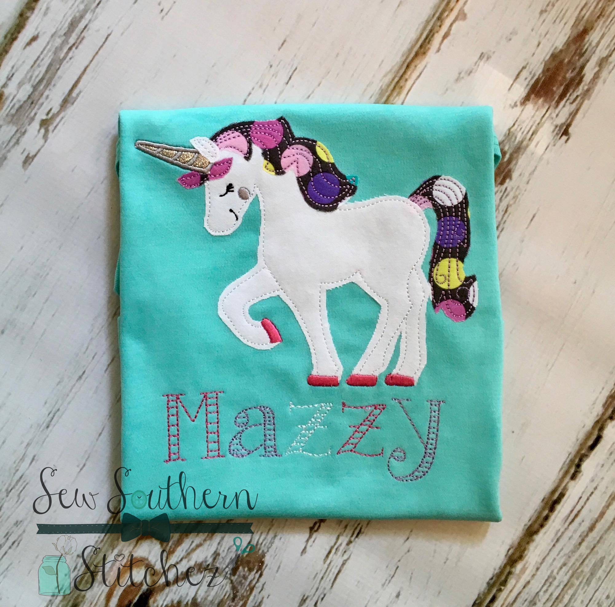 Download Raggedy Unicorn Applique Design Raw Edge Applique Unicorn Etsy