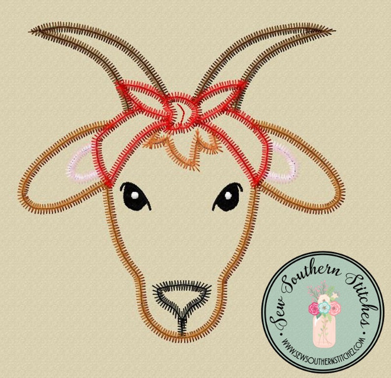 Goat Thread Zig Zag Goat Wearing Headband/do~rag Applique Design ~ Quick Zig Zag ...
