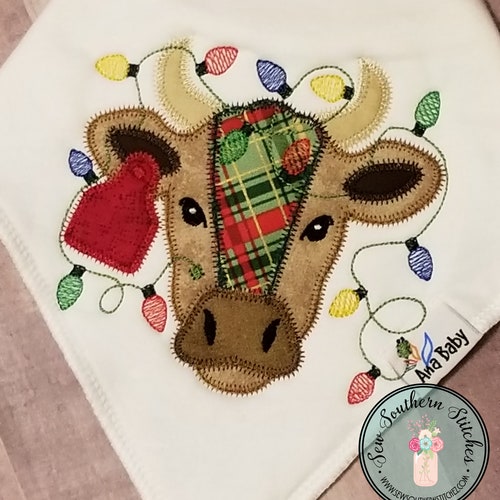 Zig Zag Christmas Lights Bull Applique Zig Zag Finish Etsy