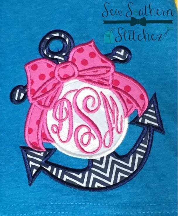 Anchor Bow Applique Monograms Instant Download Etsy