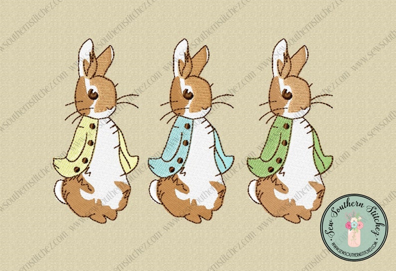 Rabbit Trio Embroidery Design Bunnies in a Row or Single - Etsy