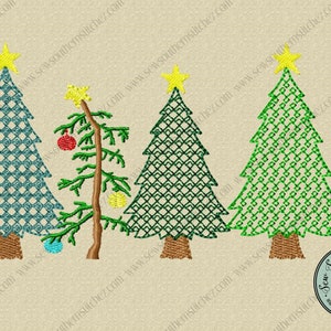 4 Christmas Trees in a Row Applique Design 4 Trees in a Row Satin Finish Motif and Sketchy for the smaller sizes Instant Download image 5