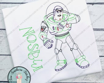 Sketch Space Man - Vintage Stitched ~ Heirloom Stitched ~ Bean Stitched ~ Instant Download