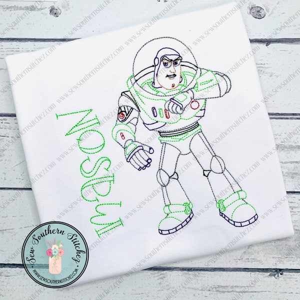 Sketch Space Man - Vintage Stitched ~ Heirloom Stitched ~ Bean Stitched ~ Instant Download