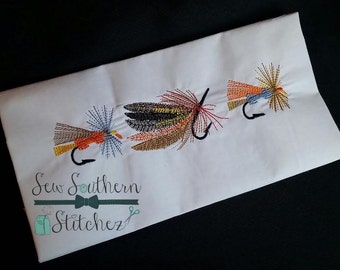 Diseño de bordado de trío de señuelo de pesca , Descarga instantánea, Vintage, Boceto, Frijol, Puntada de reliquia