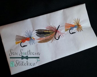 Fishing Lure Trio Embroidery Design ~  Instant Download ~ Vintage ~ Sketch ~ Bean ~ Heirloom Stitch
