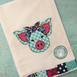 Raggedy Schweinchen mit Stirnband Applikation Design ~ schnelle Stich Miss Piggy ~ sofort-Download