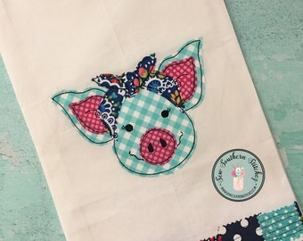 Raggedy Piggy with Headband Applique Design ~ Quick Stitch Miss Piggy ~ Instant Download