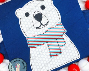 Raggedy Polar Bear Applique Design ~ Coca~Cola Polar Bear ~ Quick Stitch ~ Instant Download