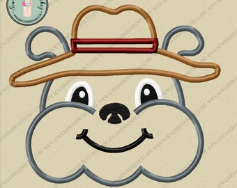 Hat Wearing Bulldog Applique Design ~ Satin Stitch Finish ~ Instant Download