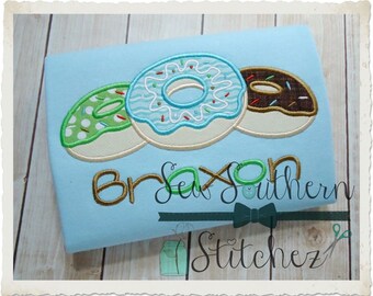 Doughnut Trio Applique Design ~ Yummy Doughnuts with Sprinkles and Icing ~ Instant Download