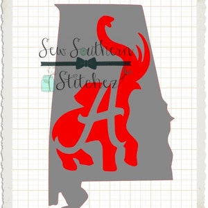 SVG Elephant A in State Shape ~ Instant Download